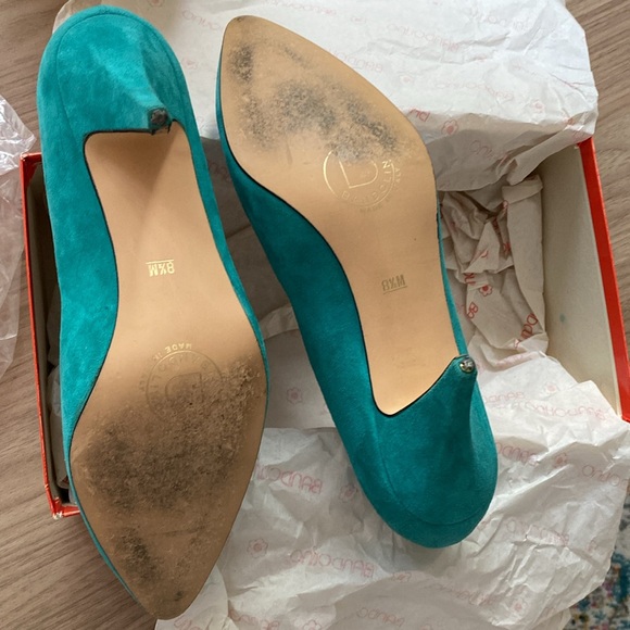 Bandolino Teal Suede Kitten Heels 8 1/2 - Picture 6 of 10